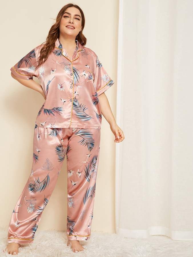 Satin pajamas plussize sleepwear