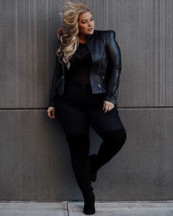 Plus Size Black Leather Jackets