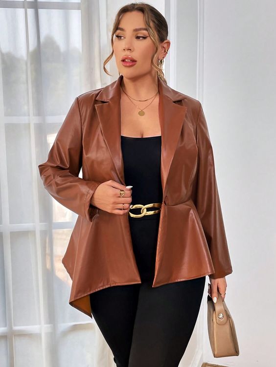 Plus Size Leather Blazers