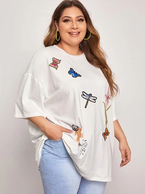 Shein Plus Size Graphic Print Oversized T-Shirt Shein Plus Size Graphic Print Oversized T-Shirt