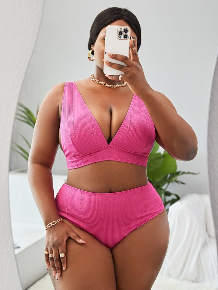Shein Plus Size High Waist Bikini Set Shein Plus Size High Waist Bikini Set