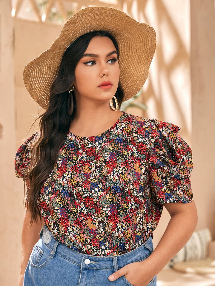 Shein Plus Size Puff Sleeve Blouse Shein Plus Size Puff Sleeve Blouse