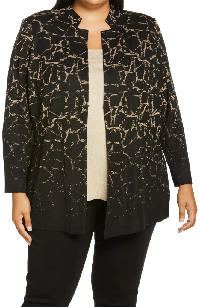 Ming Wang Knit Jacket (Plus Size) – Abstract Pattern