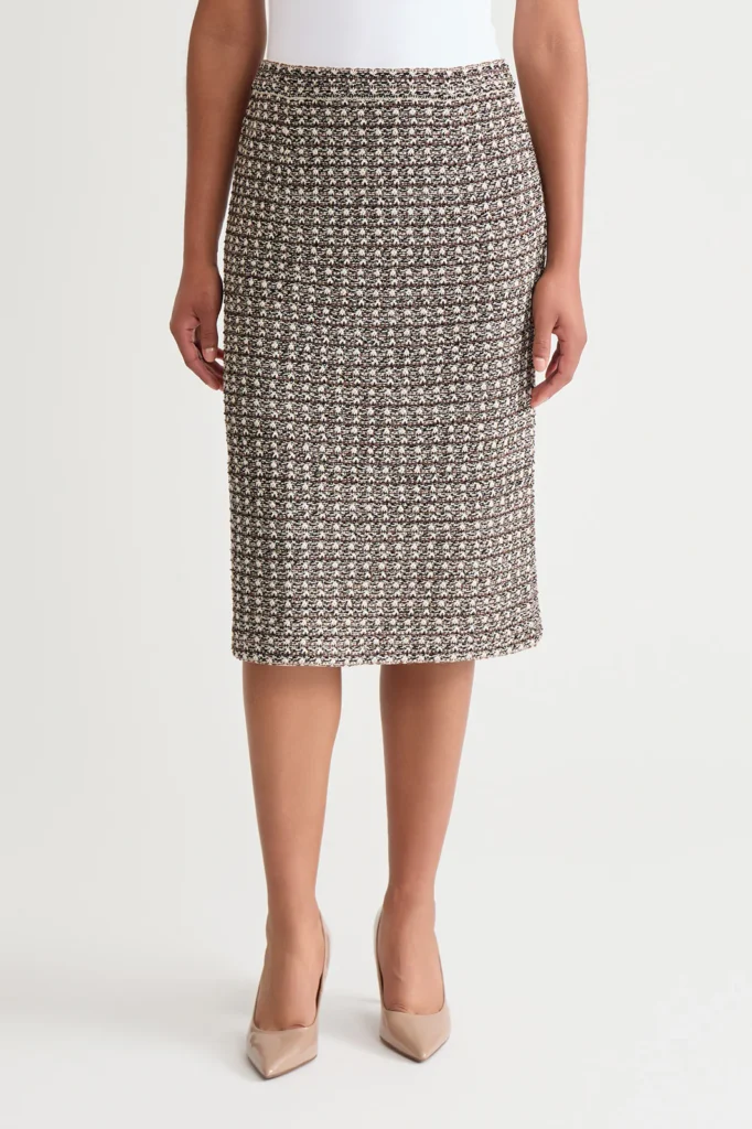 Ming Wang Plus Size Textured Knit Mélange Stripe Maxi Skirt